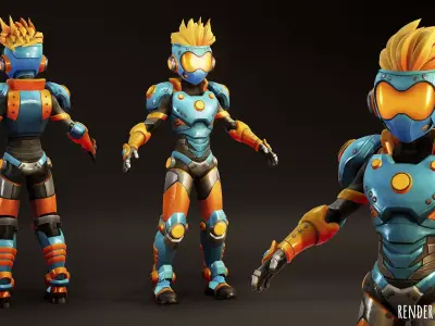 Stylized Sci-Fi Boy Game Ready Character Low-poly 3D model