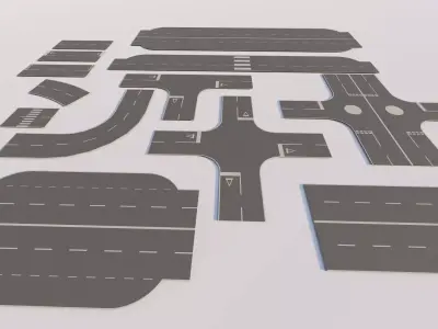 Road Pack - Extended-City Roads 3D model 4