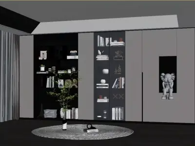 Modern Light Luxury Bookcase 3D model