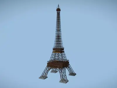 Eiffel tower with its original design 3D model