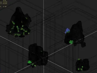 Covered with moss - stone 02 3D model