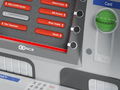 3D NCR bank atm money 3D model