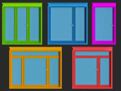 cartoon windows low poly 3d models pack for game Low-poly 3D model