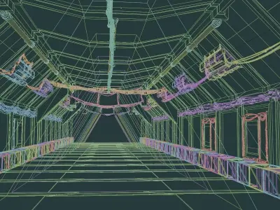 sci-fi hallway Low-poly 3D model