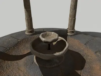 Altar Set stone fountain Low-poly 3D model