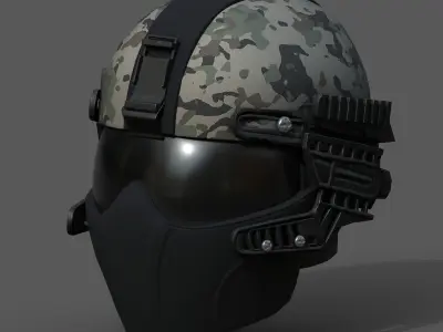 Helmet scifi military combat 3d model low poly fantasy  Low-poly 3D model