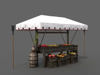 Medieval Market Stall 03 3D model