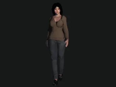 3D REALISTIC HUMAN RIGGED CHARACTER -BACKPACK GIRL-CASUAL OUTFIT Low-poly 3D model