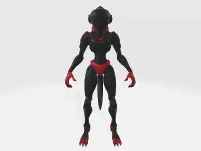 Red and black alien robot 3D model