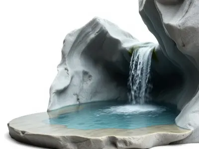 Natural Rock Pool with Waterfall Model Pack Low-poly 3D model