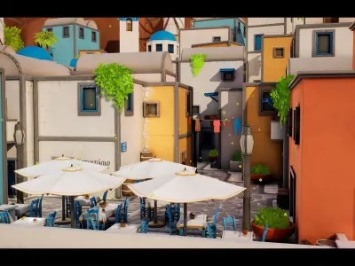 Stylized Greek Island Low-poly 3D model