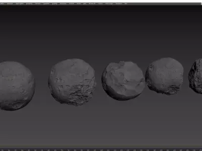 Detailed round asteroids high-poly set 3D model
