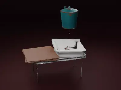 Outdoor washstand with sink Low-poly 3D model