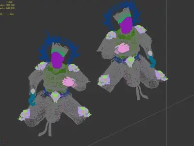 Zen - altar stone statues 02 3D model