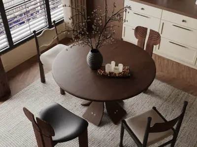 Warm Japandi Dining Room 3D model