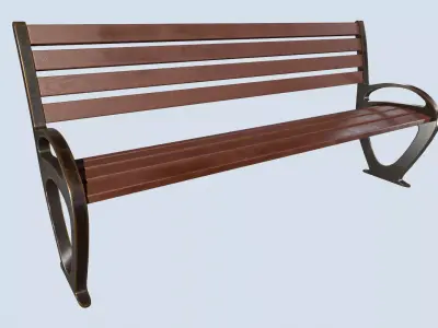 Street bench low poly pbr game ready Low-poly 3D model 6