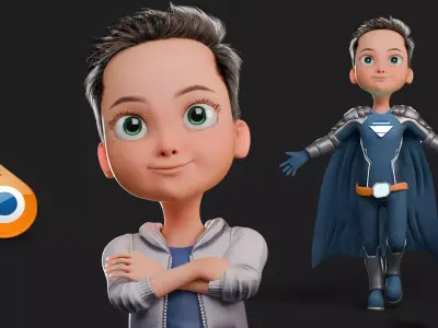  Cartoon Scifi Boy Low-poly 3D model