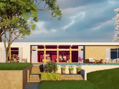 Exterior Modern House  Scene  3D model