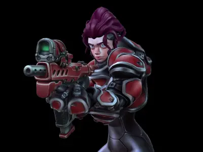 Soldier SciFi - 3 Characters - 2 Animation Sets Low-poly 3D model