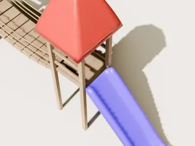 Playground castle with a slide Low-poly 3D model