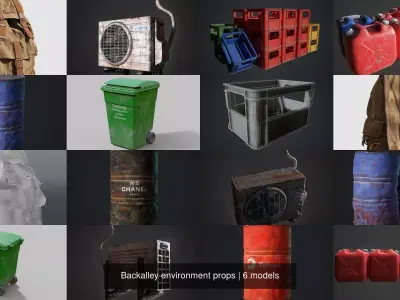 Backalley environment props 3D Model Pack