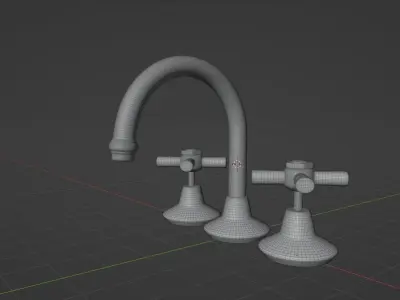 Water Tap Faucet - Hot and Cold Low-poly 3D model
