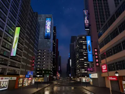  city night skyscraper street Low-poly 3D model