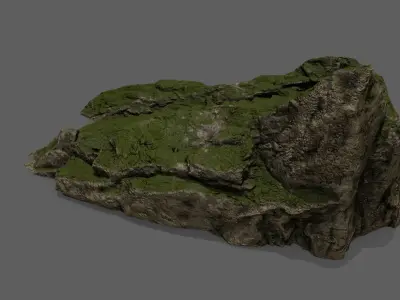 Stairs stone staircase with moss Low-poly 3D model