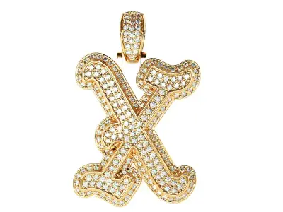Tattoo fonts X alphabet pendent 3D print model