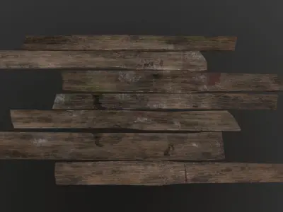 Wooden planks Low-poly 3D model