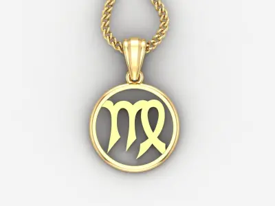 Circle Virgo Light Gold Pendant Version 6 3D print model