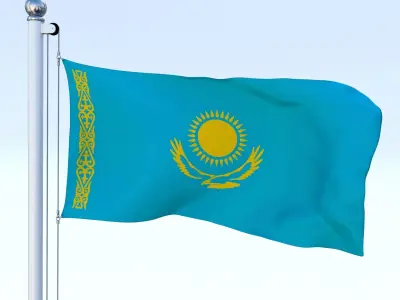 Animated Kazakhstan Flag Low-poly 3D model