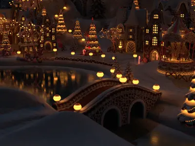 Gingerbread Village Low-poly 3D model