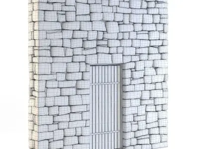 Forge Stone Wall with Door 3D model
