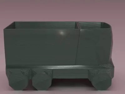 6 wheeler truck planter and pencil pot 3D print model