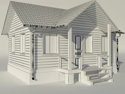 house wooden with roof 3D model