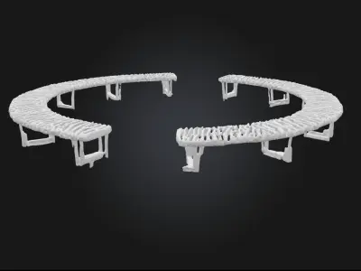 Circular Bench with Gap  Modern Urban Seating Element 3D model