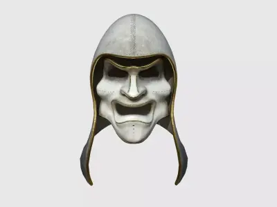 Assassin Mask A01 White Gold - Character Design Fashion Low-poly 3D model