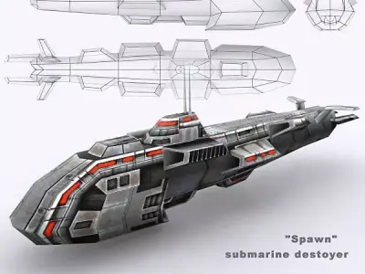3DRT - Sci-Fi Naval Vessel - Spawn Low-poly 3D model
