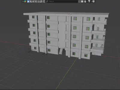 apartment building whit interior  3D model