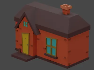 House cartoon with door 3D model