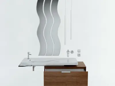 Sink with Mirror Low-poly 3D model
