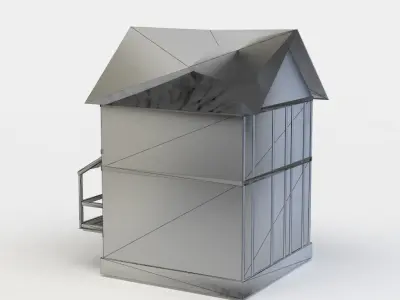 House old with balcony Low-poly 3D model