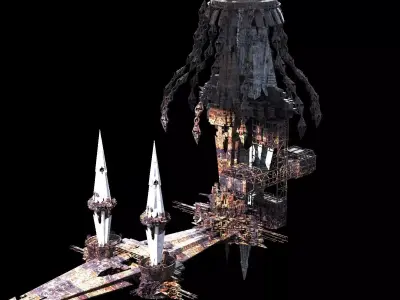 Alien planet mining station 3D model