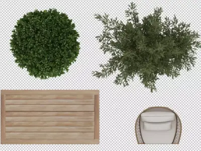 Free Plants and Outside Furniture TopViews plans PNG PSD PDF Texture