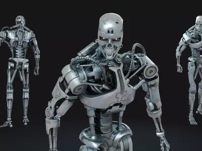 T-800 Endoskeleton Terminator Rigged Low-poly 3D model