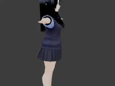 SciFi 3d anime kawaii girl character c12 Low-poly 3D model