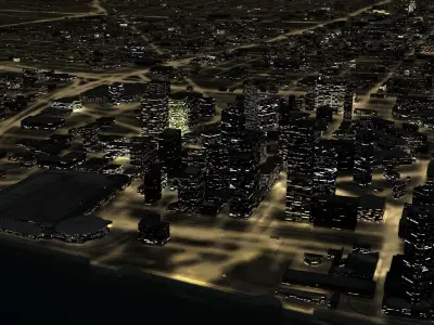 Detroit Night City Low-poly 3D model