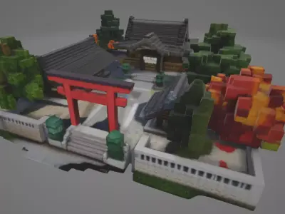 Japanese Shrine - 3D GLB FBX OBJ MODEL Low-poly 3D model