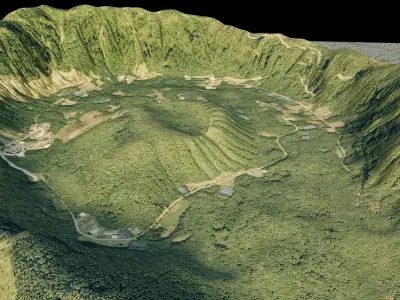 Aogashima island 3d terrain model Low-poly 3D model